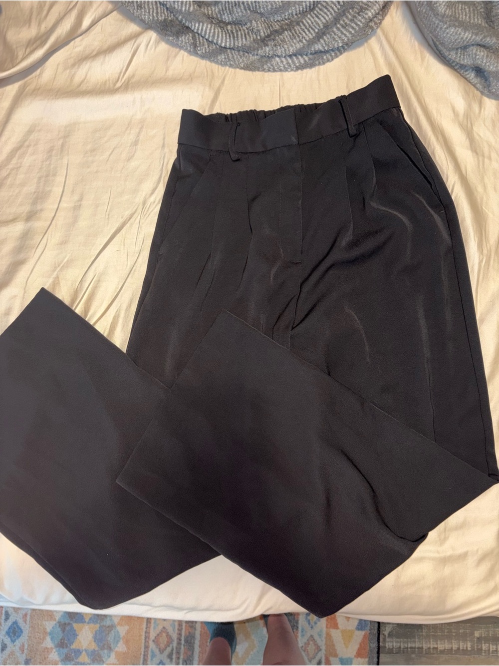 French Connection Black High-Waist Wide-Leg Pants
